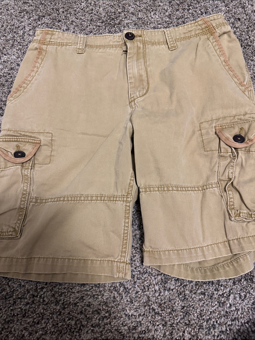 Aeropostale Tan Cargo Shorts - Button Flap Pockets